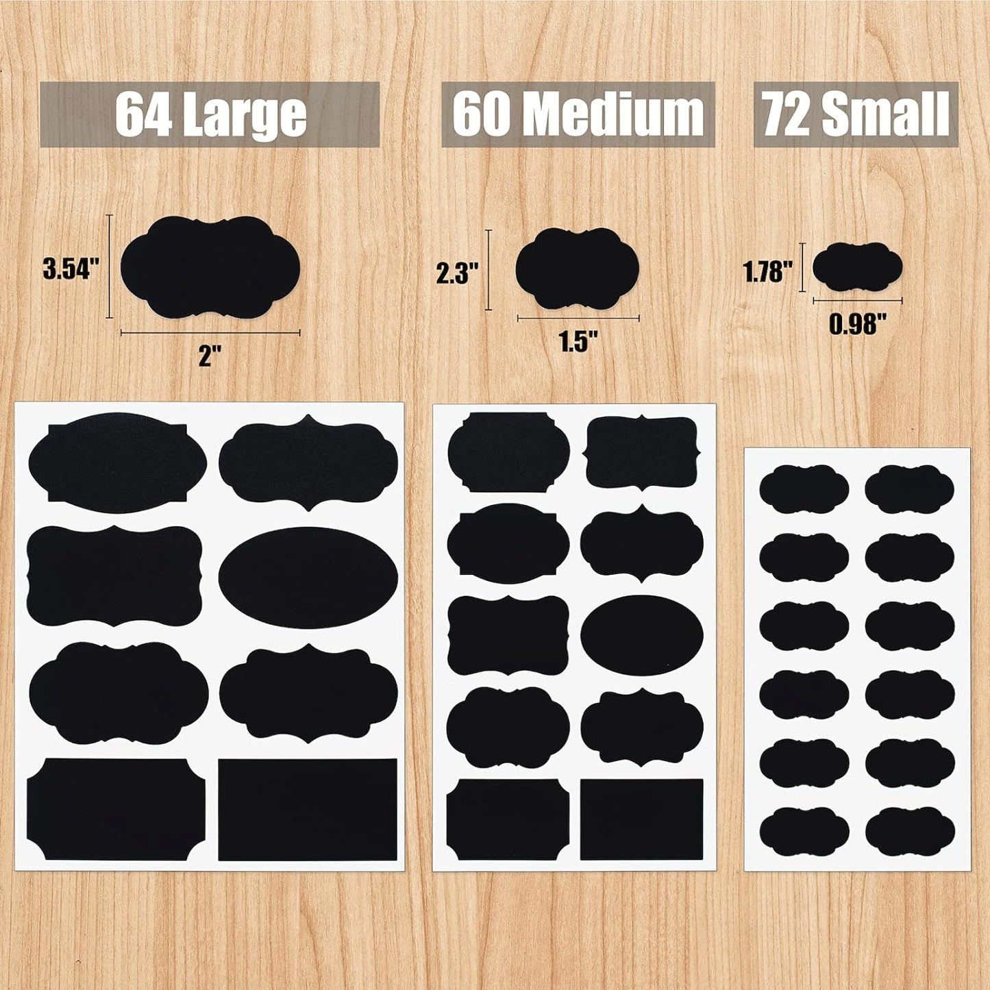 Chalkboard Labels Stickers Bulk - 196 Reusable Chalk Sticker Labels with Erasable Chalk Maker, Removable Waterproof Blackboard Labels for Containers, Glass, Mason Jar Labels